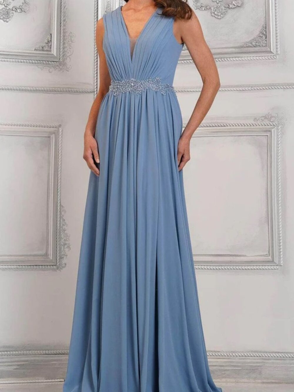 NWT Marsoni By Colors MV1292 A-Line Mother of the Bride Dress Slate Blue size 14